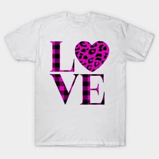 Love. Buffalo Plaid Design. T-Shirt